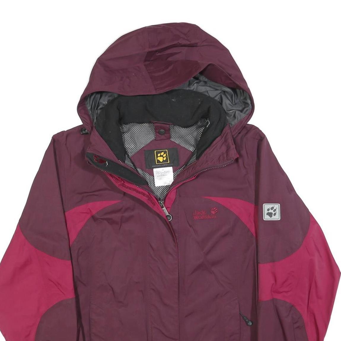 JACK WOLFSKIN Womens Burgundy & Pink Outdoor Zip Jacket UK 10 Polyester Blend