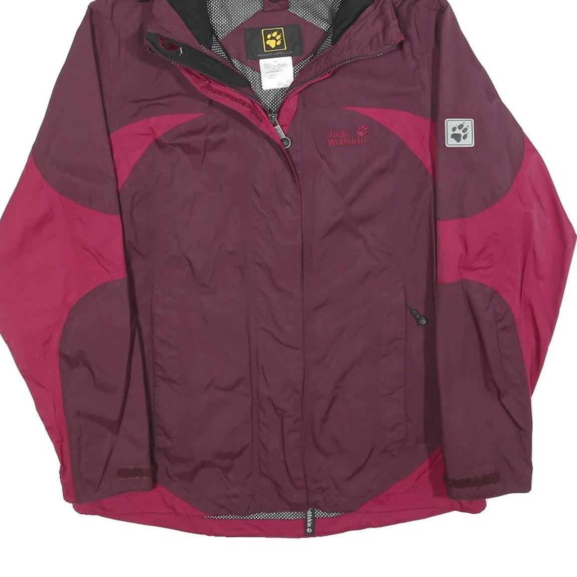 JACK WOLFSKIN Womens Burgundy & Pink Outdoor Zip Jacket UK 10 Polyester Blend