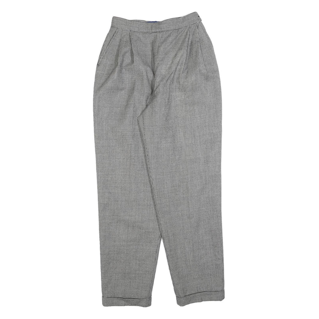 LADY BOWDEN Womens Wool Blend Regular Straight Trousers W26 L30 Black & White
