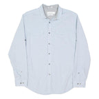 CALVIN KLEIN Mens Blue Plain Shirt M Button Pocket Casual Cotton Long Sleeve