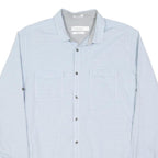 CALVIN KLEIN Mens Blue Plain Shirt M Button Pocket Casual Cotton Long Sleeve