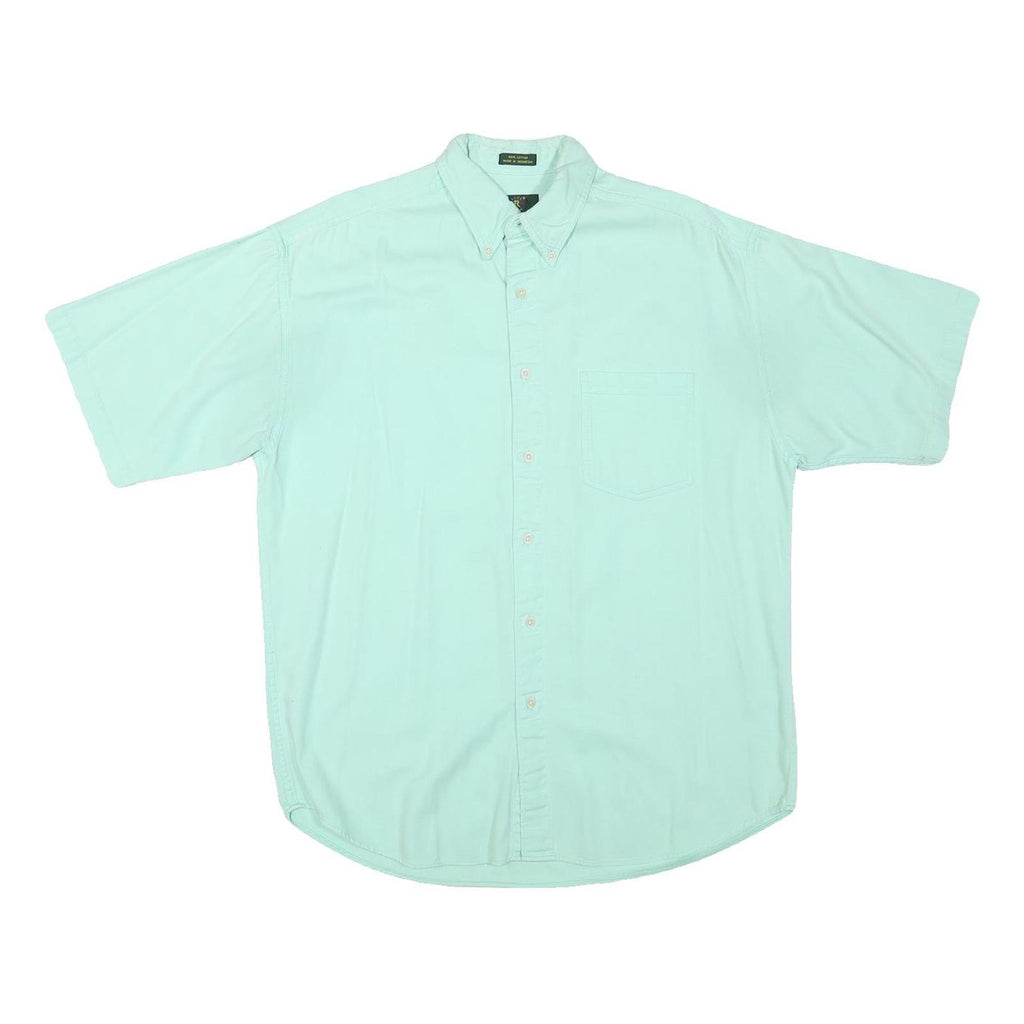 CLUB ROOM Mens Mint Green Cotton Blend Shirt M Short Sleeve Button Down Casual