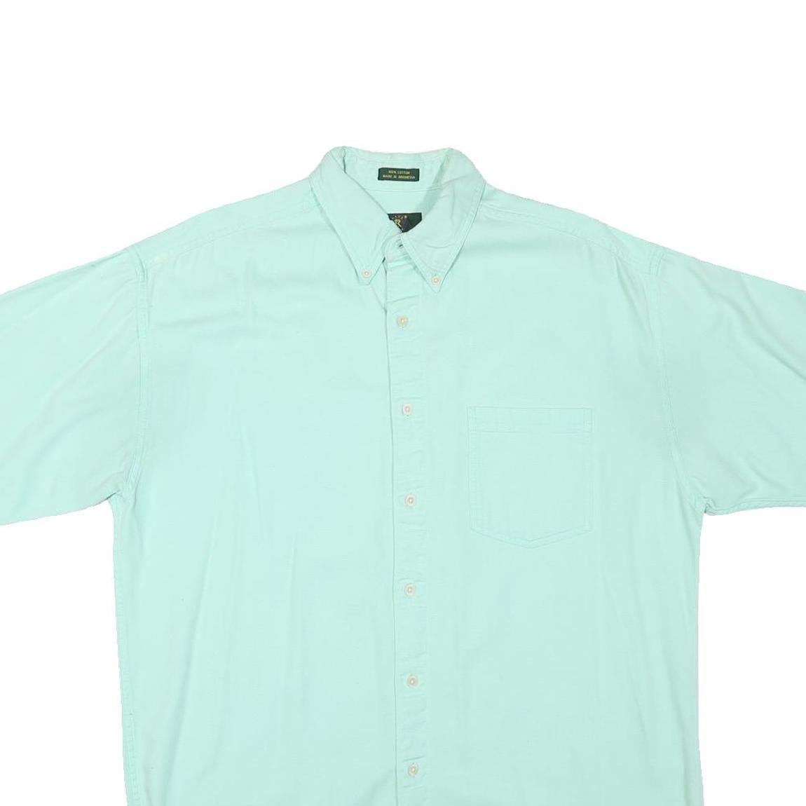 CLUB ROOM Mens Mint Green Cotton Blend Shirt M Short Sleeve Button Down Casual