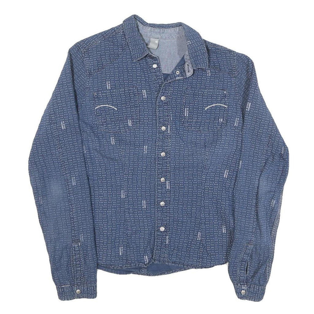 G-STAR Womens Blue Cotton Blend Shirt XS Button Front Lightweight Casual