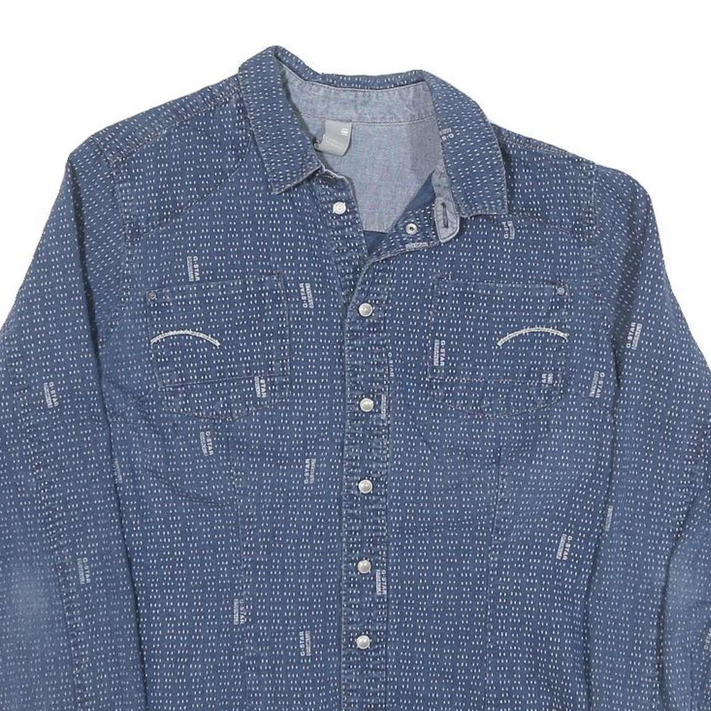 G-STAR Womens Blue Cotton Blend Shirt XS Button Front Lightweight Casual