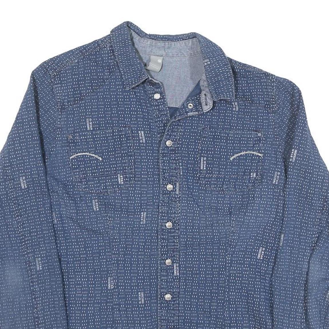 G-STAR Womens Blue Cotton Blend Shirt XS Button Front Lightweight Casual