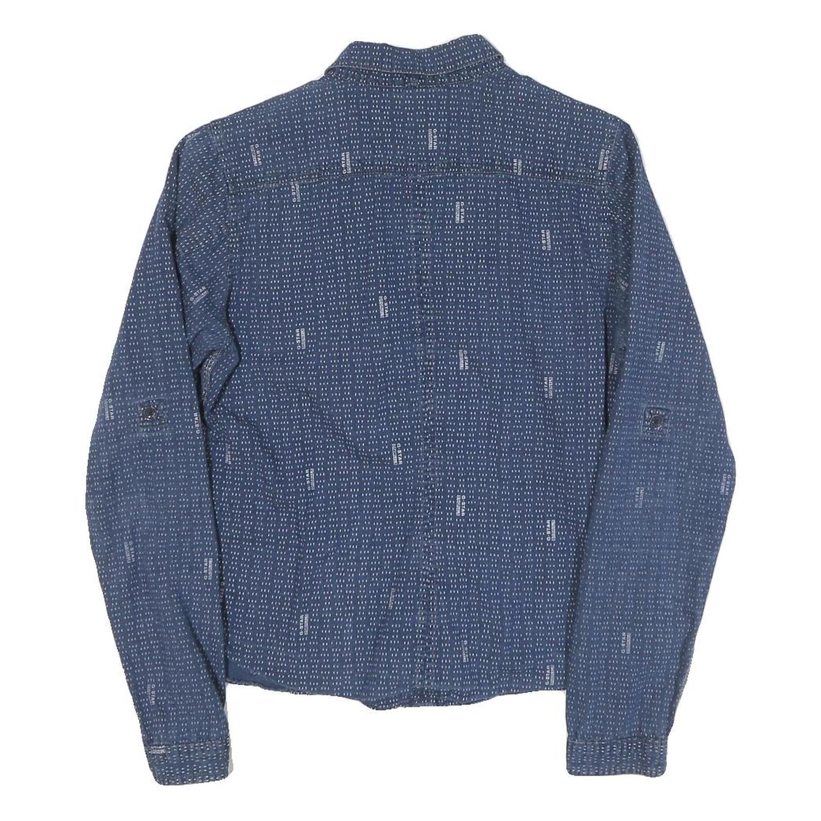 G-STAR Womens Blue Cotton Blend Shirt XS Button Front Lightweight Casual