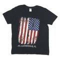 GILDAN Mens Black American Flag Graphic V-Neck T-Shirt M Short Sleeve Cotton