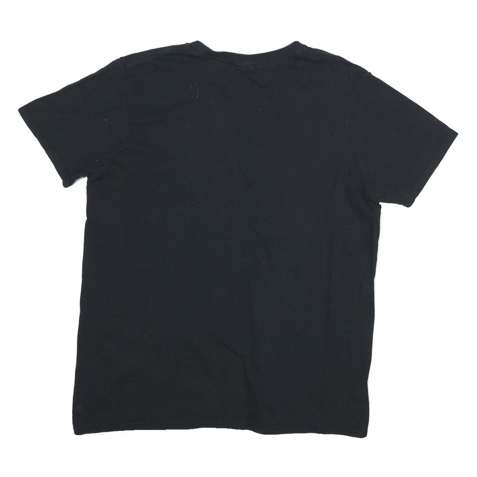 GILDAN Mens Black American Flag Graphic V-Neck T-Shirt M Short Sleeve Cotton