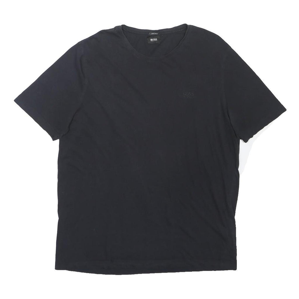 BOSS HUGO BOSS Mens Black Cotton Blend T-Shirt 2XL Short Sleeve V-Neck Classic
