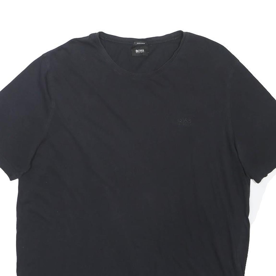 BOSS HUGO BOSS Mens Black Cotton Blend T-Shirt 2XL Short Sleeve V-Neck Classic