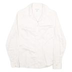 BANANA REPUBLIC Womens White Shirt UK 4 Cotton Blend Button Collar Long Sleeve