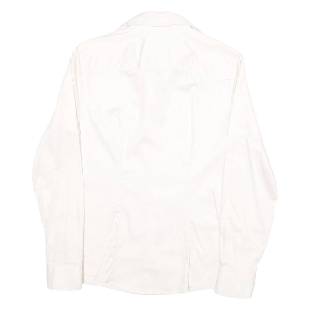 BANANA REPUBLIC Womens White Shirt UK 4 Cotton Blend Button Collar Long Sleeve