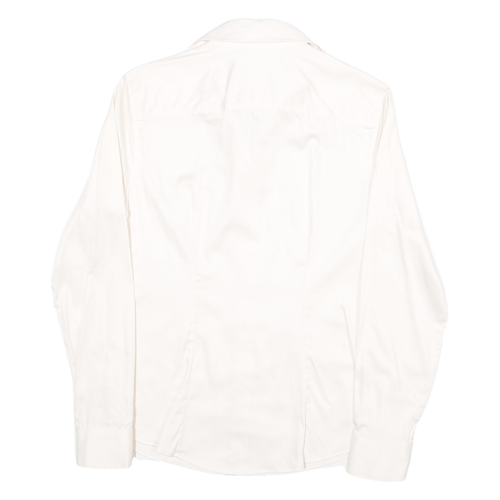 BANANA REPUBLIC Womens White Shirt UK 4 Cotton Blend Button Collar Long Sleeve