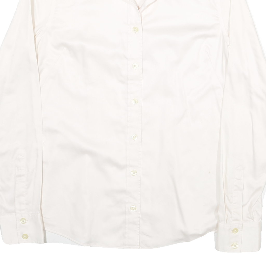 BANANA REPUBLIC Womens White Shirt UK 4 Cotton Blend Button Collar Long Sleeve