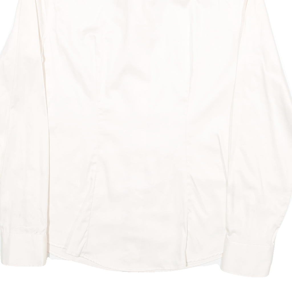 BANANA REPUBLIC Womens White Shirt UK 4 Cotton Blend Button Collar Long Sleeve