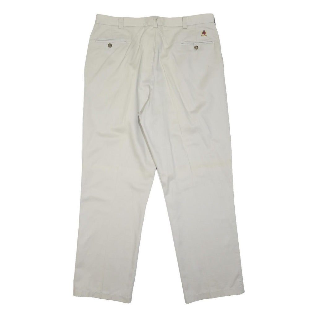 TOMMY HILFIGER Mens Cotton Blend White Classic Straight Trousers W38 L31 Button