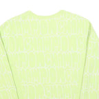 CHAMPION REVERSE WEAVE Womens Yellow Crew Neck S All Over Logo Print Sweatshirt