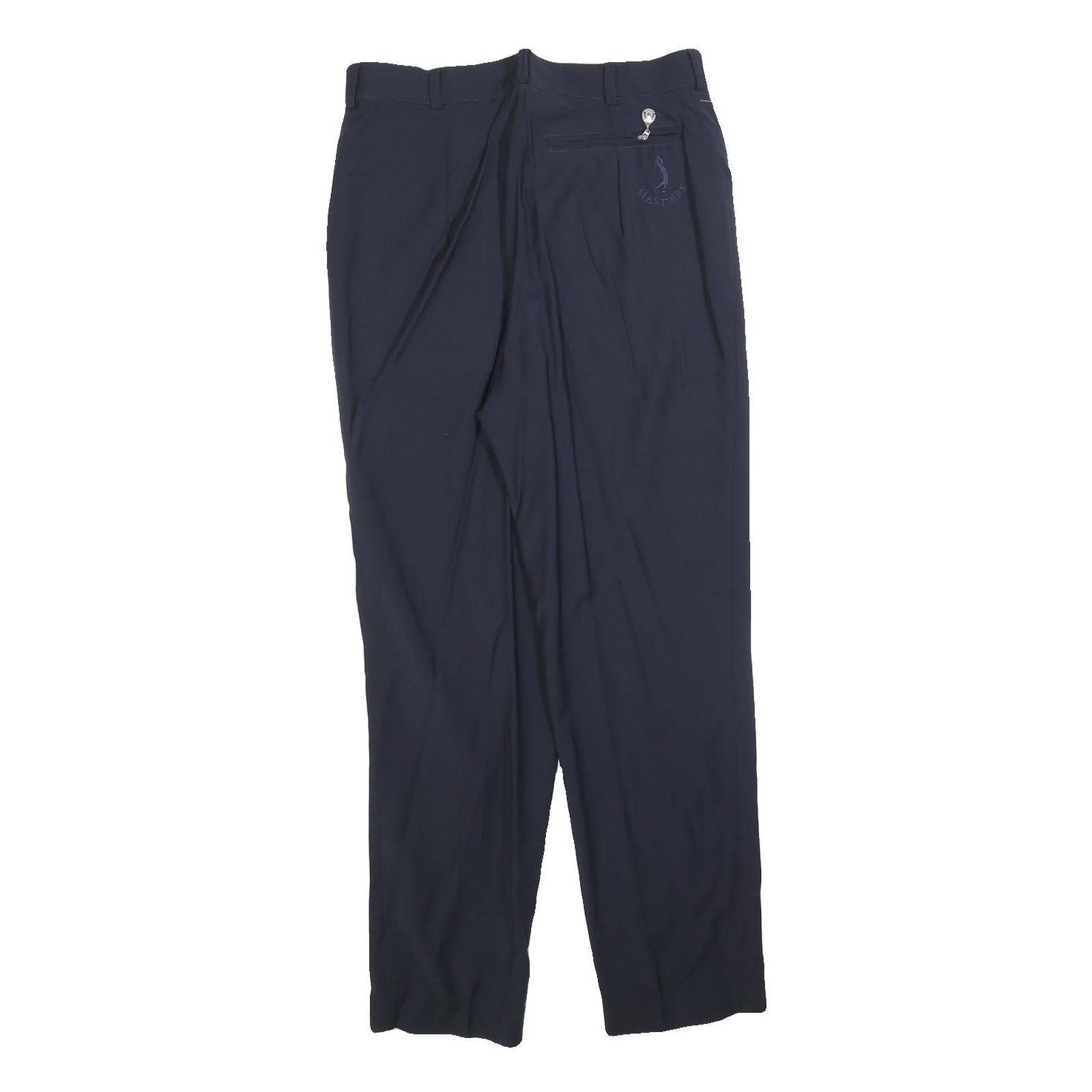 MASTERS Womens Wool Blend Navy Slim Trousers W29 L28 Zip Closure Comfortable Fit