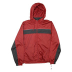 STARTER Mens Red & Black Zip Hooded Jacket L Polyester Blend Sports Casual