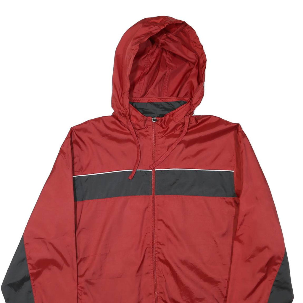 STARTER Mens Red & Black Zip Hooded Jacket L Polyester Blend Sports Casual