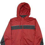 STARTER Mens Red & Black Zip Hooded Jacket L Polyester Blend Sports Casual