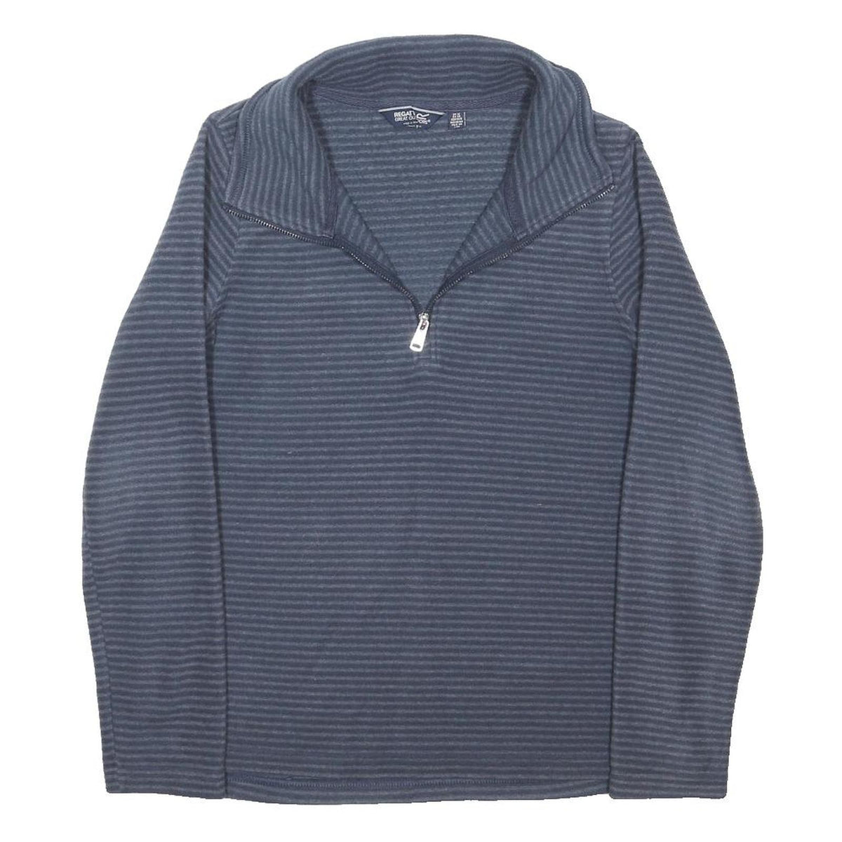 REGATTA Womens Blue Striped Jumper 1/4 Zip Polyester Blend UK 12 Casual Outdoor