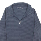REGATTA Womens Blue Striped Jumper 1/4 Zip Polyester Blend UK 12 Casual Outdoor