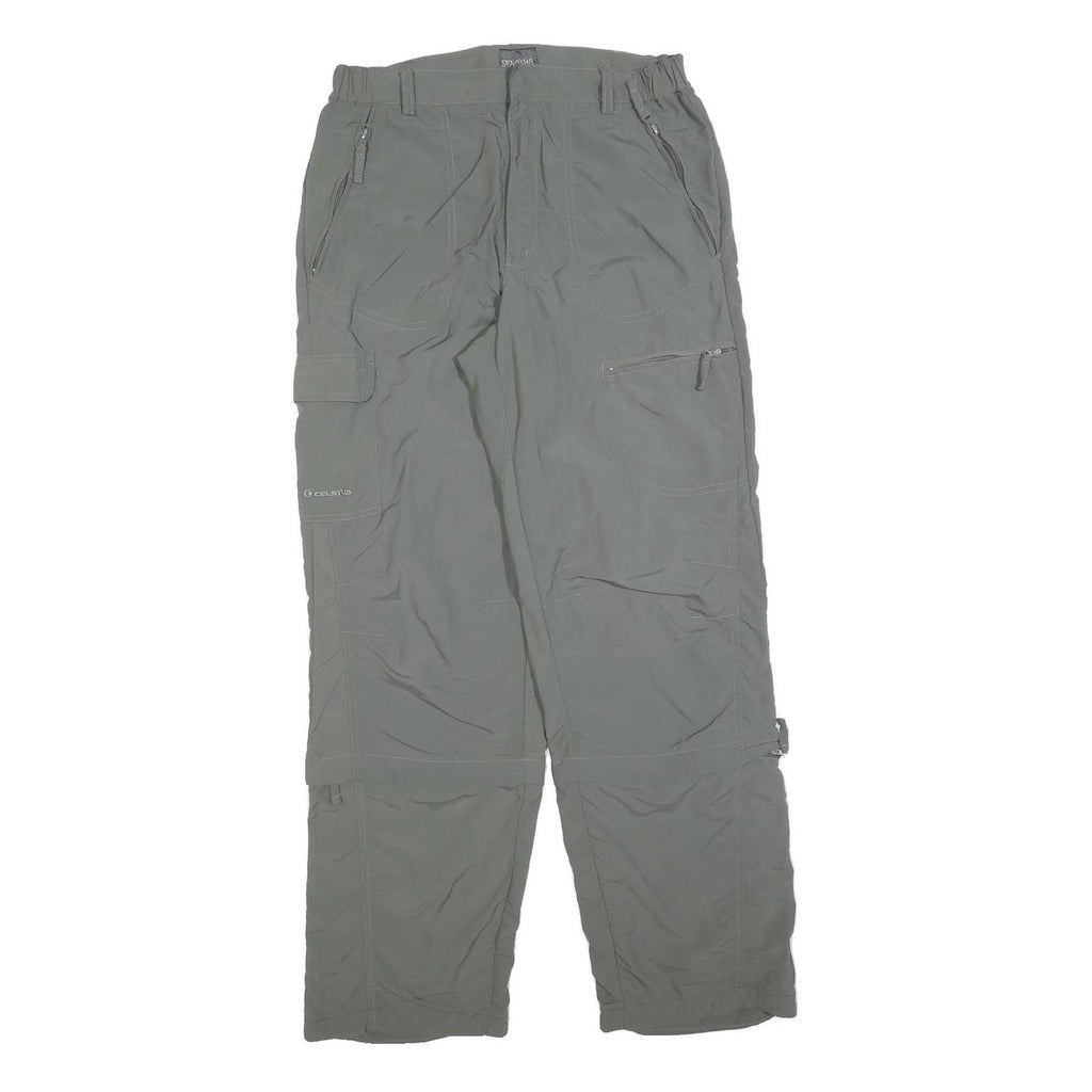 CELCIUS Mens Polyester Blend Grey Regular Cargo Trousers W30 L30 Outdoor Zip