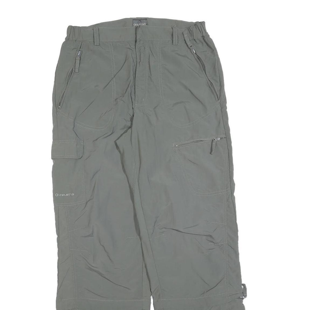 CELCIUS Mens Polyester Blend Grey Regular Cargo Trousers W30 L30 Outdoor Zip