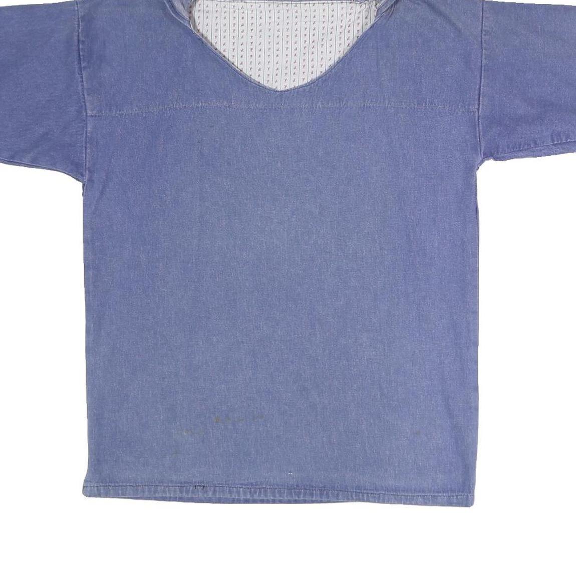 Womens Blue Hooded Pullover Hoodie S Cotton Blend Relaxed Fit Casual Style