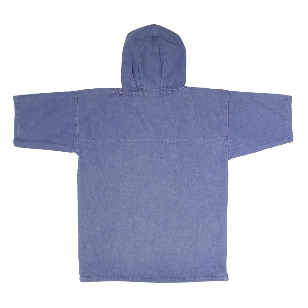 Womens Blue Hooded Pullover Hoodie S Cotton Blend Relaxed Fit Casual Style