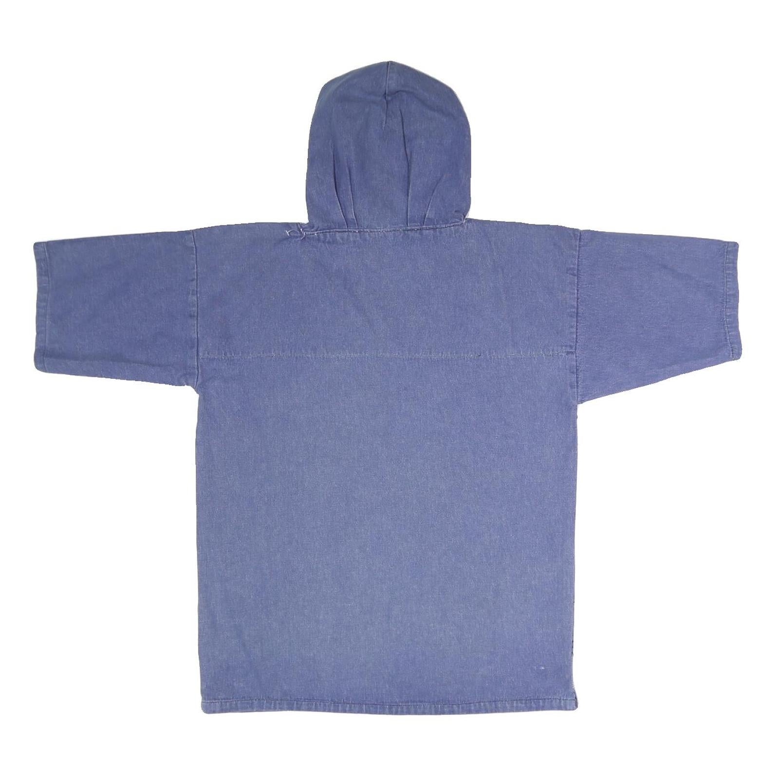 Womens Blue Hooded Pullover Hoodie S Cotton Blend Relaxed Fit Casual Style