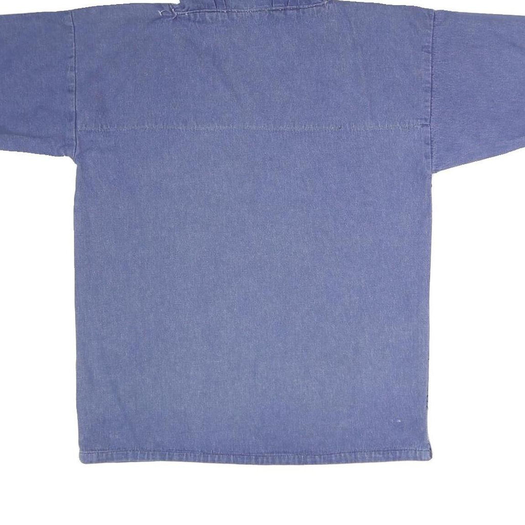 Womens Blue Hooded Pullover Hoodie S Cotton Blend Relaxed Fit Casual Style