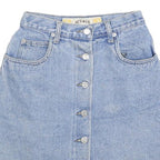 NEVADA Womens Blue Denim Mini Skirt Cotton Blend XS Button Front Pockets