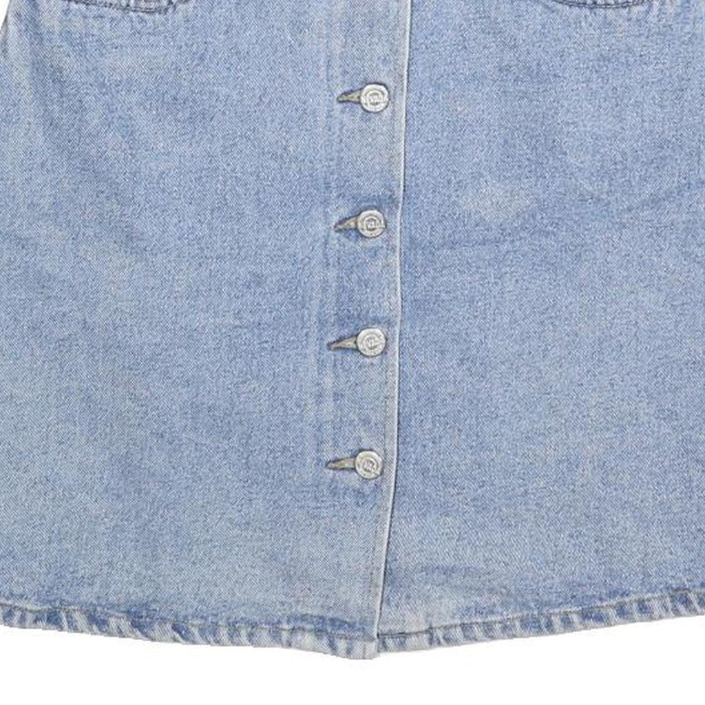 NEVADA Womens Blue Denim Mini Skirt Cotton Blend XS Button Front Pockets