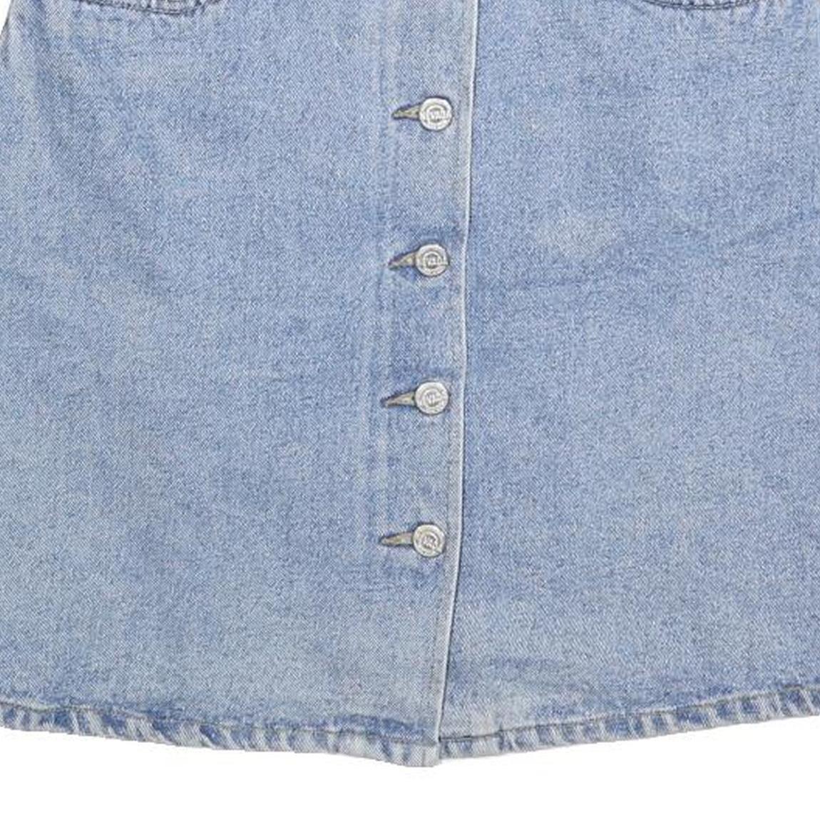 NEVADA Womens Blue Denim Mini Skirt Cotton Blend XS Button Front Pockets