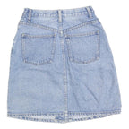 NEVADA Womens Blue Denim Mini Skirt Cotton Blend XS Button Front Pockets