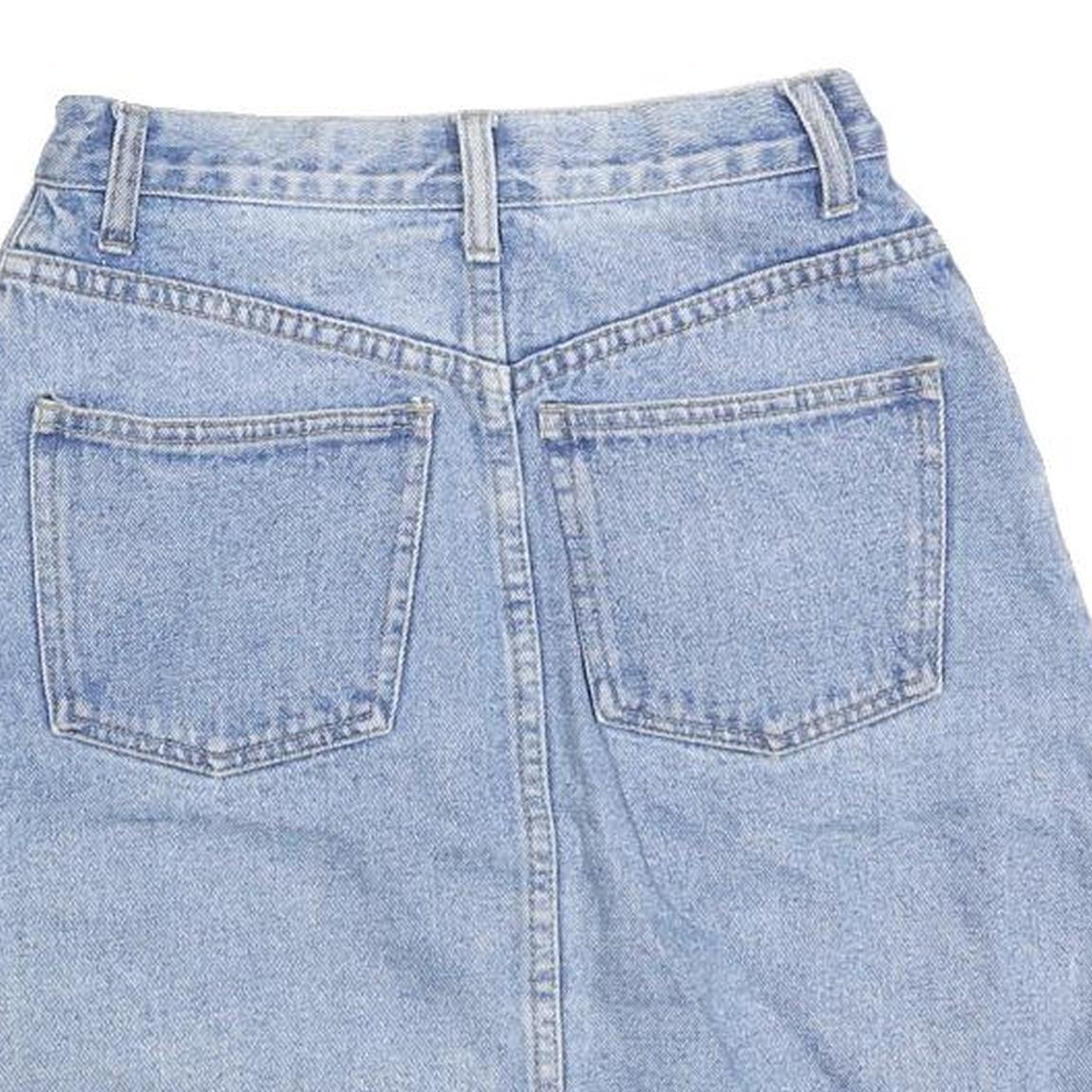 NEVADA Womens Blue Denim Mini Skirt Cotton Blend XS Button Front Pockets