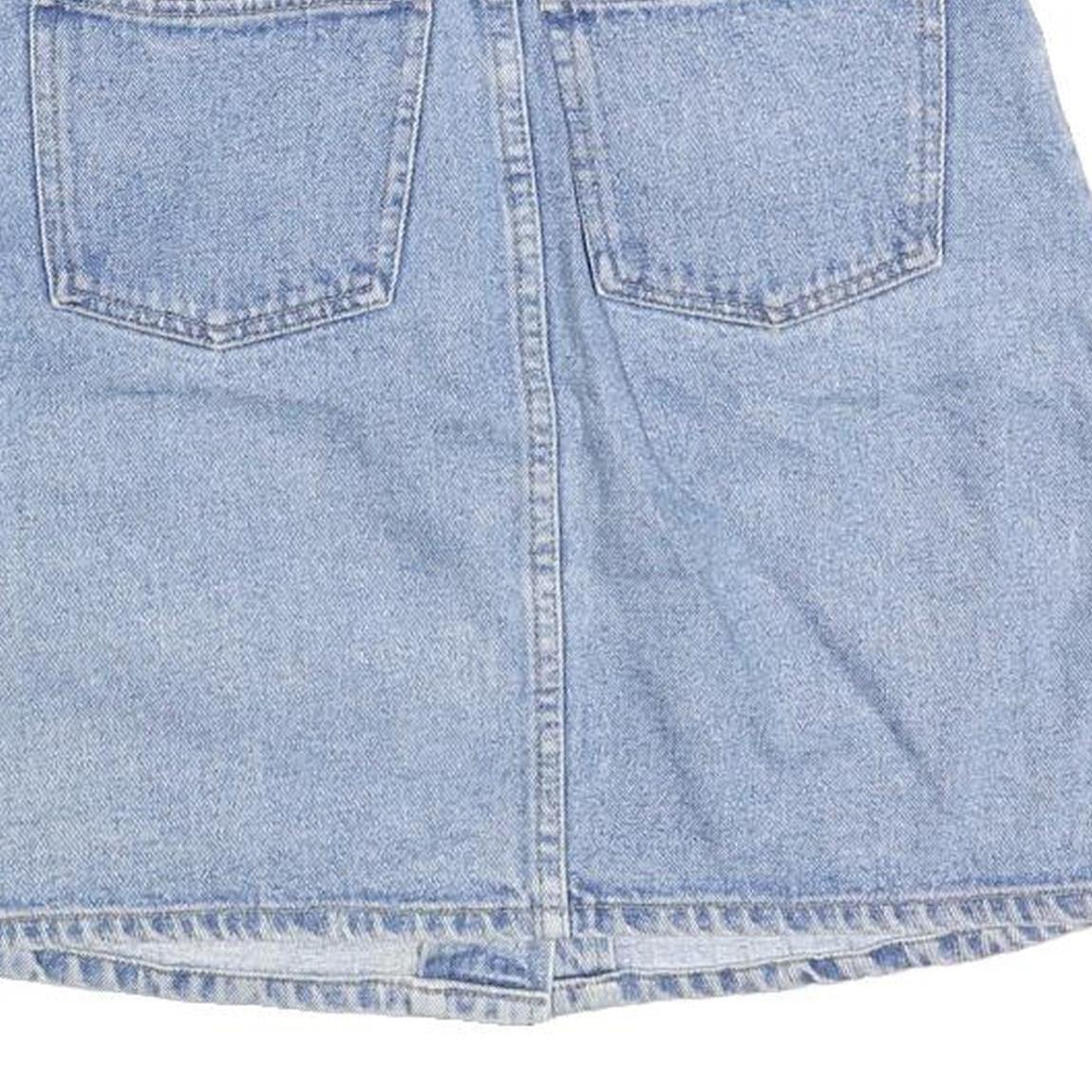 NEVADA Womens Blue Denim Mini Skirt Cotton Blend XS Button Front Pockets
