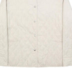 BURBERRY Womens Cream Quilted Jacket L Polyester Classic Button Fastening