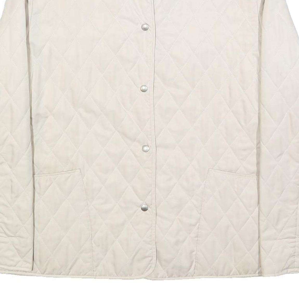 BURBERRY Womens Cream Quilted Jacket L Polyester Classic Button Fastening