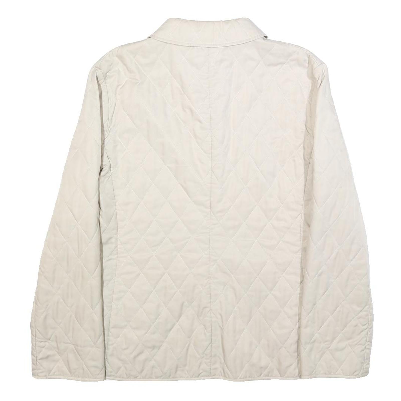 BURBERRY Womens Cream Quilted Jacket L Polyester Classic Button Fastening