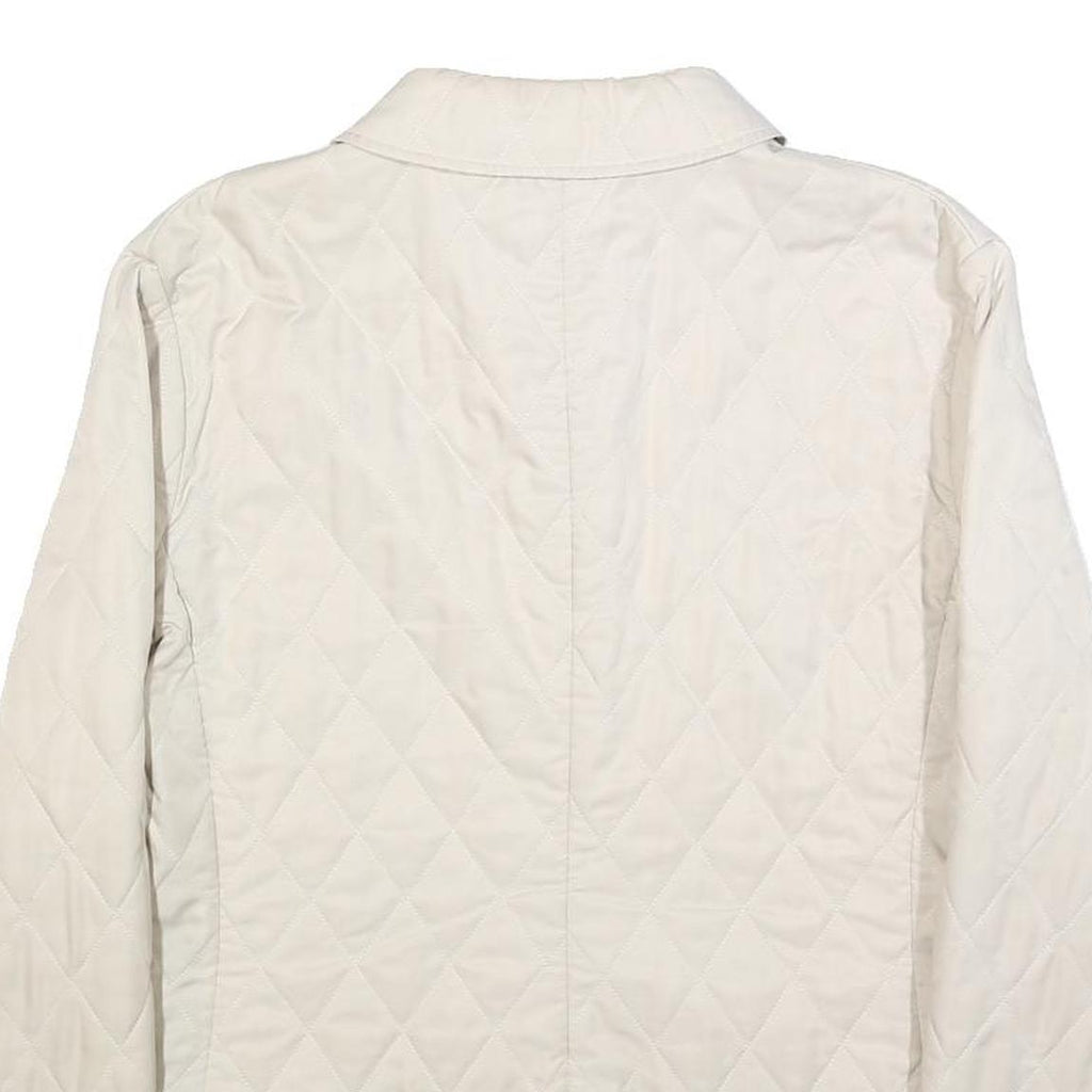 BURBERRY Womens Cream Quilted Jacket L Polyester Classic Button Fastening