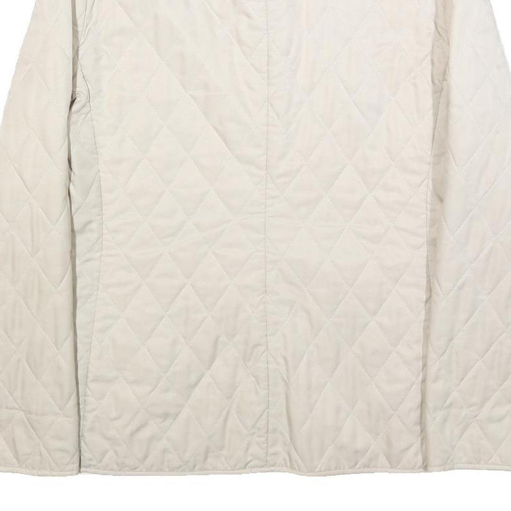 BURBERRY Womens Cream Quilted Jacket L Polyester Classic Button Fastening