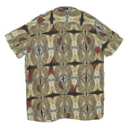 Mens Black Beige Red Cotton Blend Short Sleeve Shirt M Printed Pattern Casual