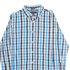 TOMMY HILFIGER Mens Blue & White Check Shirt S Button-Down Long Sleeve Casual
