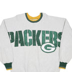 LEGENDS ATHLETIC Mens Grey Green & Yellow Packers Crew Neck L Cotton Blend