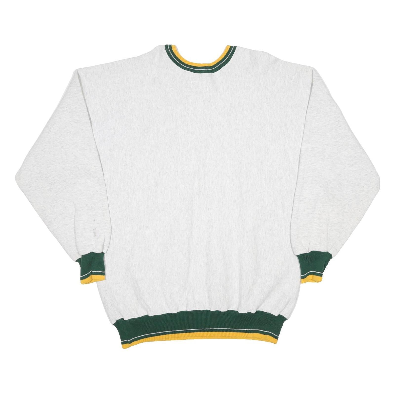 LEGENDS ATHLETIC Mens Grey Green & Yellow Packers Crew Neck L Cotton Blend