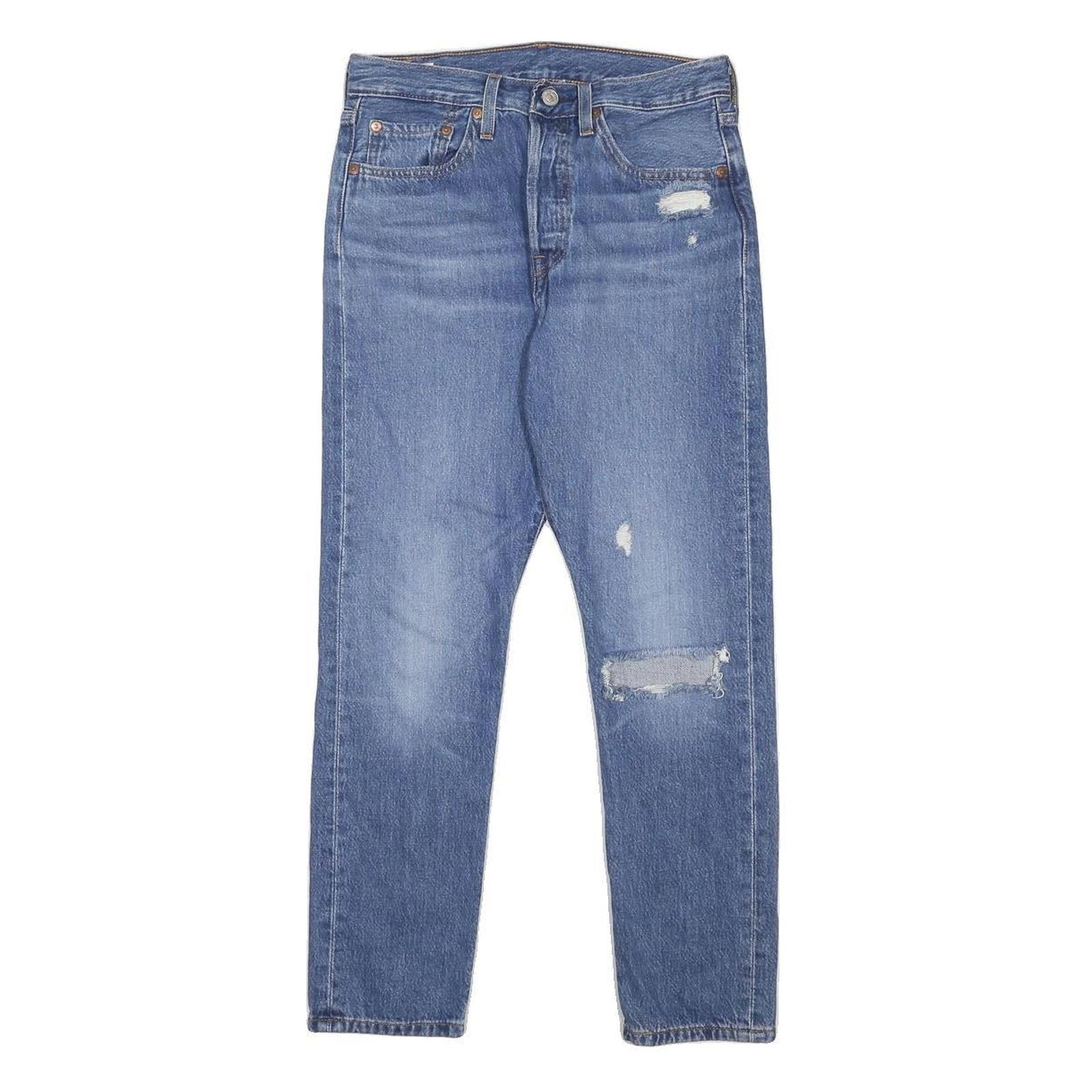 LEVI'S 501S Womens Jeans Blue Slim Skinny Denim Medium W27 L28 Distressed